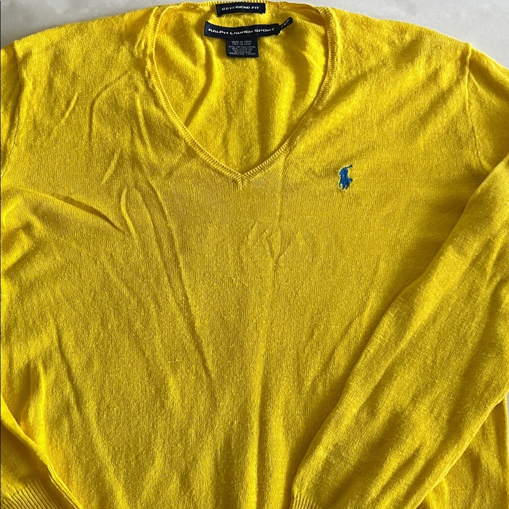 Ralph Lauren Sport Boyfriend Fit cotton linen V-neck Sweater Size S/P